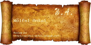 Wölfel Antal névjegykártya